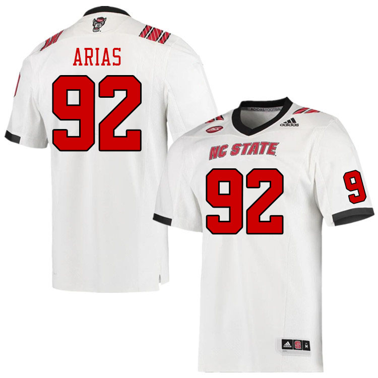 Men #92 Aiden Arias NC State Wolfpack College Football Jerseys Stitched Sale-White